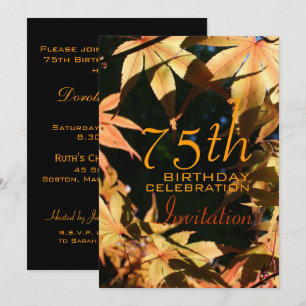 75e verjaardag viering herfst aangepaste uitnodigi kaart