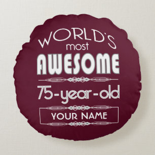 75e verjaardag Wereld Beste Fabulous Dark Red Maro Rond Kussen