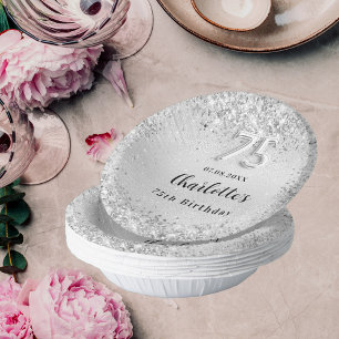 75e verjaardag zilveren elegante confetti papieren kommen