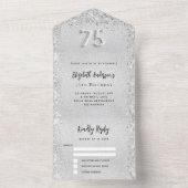 75e verjaardag zilveren glitter verjaardag RSVP All In One Uitnodiging (Binnen)