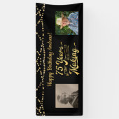 75e verjaardag zwart gouden string lichten retro f spandoek (Verticaal)