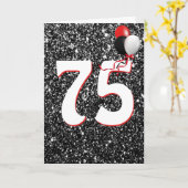75e Verjaardagsballonnen op Zwarte Glitter Kaart (Gele Bloem)