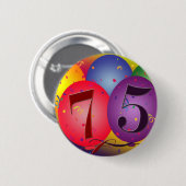 75e verjaardagsballonnen ronde button 5,7 cm (Voorkant /achterkant)