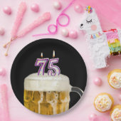 75e Verjaardagsbier op zwart Papier Bord (Feest)