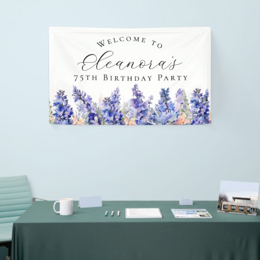 75e Verjaardagsfeest Juli Geboorte Bloem Welkom Spandoek (Beurs)