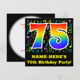 75e verjaardagsfeest: leuke muzieksymbolen, regenb kaart