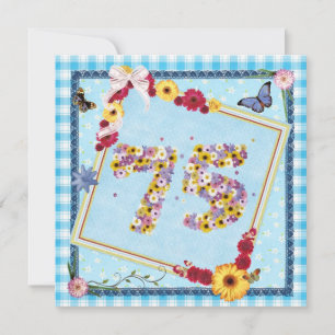 75e verjaardagsfeestje Uitnodiging bloemen, vlinde