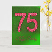 75e verjaardagskaart met rozen en bladeren kaart (Gele Bloem)