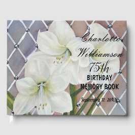 75e White Amaryllis Floral Birthday Memory Gastenboek