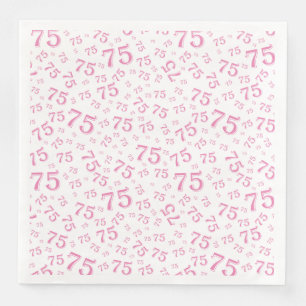 75e willekeurige nummerpatroon roze/wit servet