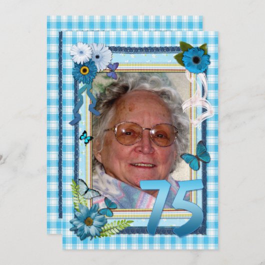 75ste uitnodiging voor verjaardagsfeestje (Voorkant / Achterkant)