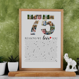 75ste verjaardag alle redenen waarom we van je hou poster