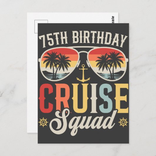 75ste Verjaardag Cruise Squad Familie Matching Briefkaart (Voorkant / Achterkant)