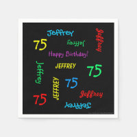 75ste verjaardag herhalende namen zwart papier