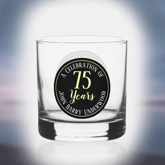 75ste verjaardagfeest whisky glas