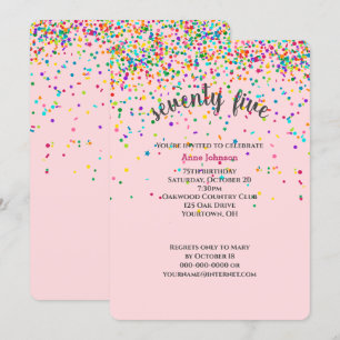75ste verjaardagsfeestje confetti uitnodiging