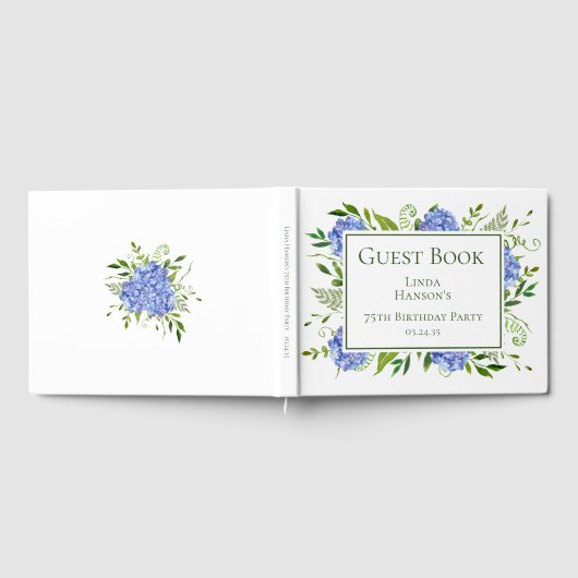 75th Birthday Blue Hydrangeas Gastenboek (Volledig)