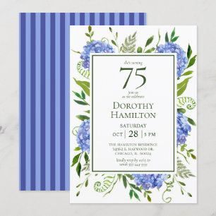 75th Birthday Blue Hydrangeas Kaart
