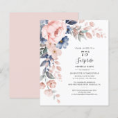 75th Birthday Botanical Floral Party Invitation (Voorkant / Achterkant)