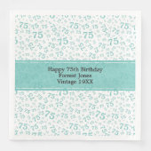 75th Birthday Cool Getal Patroon Blauwgroen/Wit Servet (Voorkant)