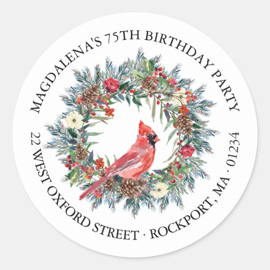 75th Birthday Party Cardinal Return Address Label (Voorkant)