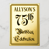 75th Birthday Party — Elegant Script + aangepaste  Folie Uitnodiging (Voorkant)