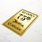 75th Birthday Party — Elegant Script + aangepaste  Folie Uitnodiging (Gedraaid)
