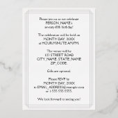 75th Birthday Party — Elegant Script + aangepaste  Folie Uitnodiging (Achterkant)