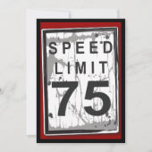 75th Birthday Party Grungy Speed Limit Sign Kaart (Voorkant)