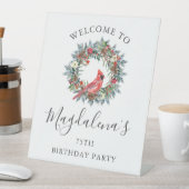 75th Birthday Party Red Cardinal Welcome Reclamebord Met Voetstuk (Insitu)