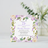 75th Birthday Pretty Purple Floral Invitation (Debout devant)