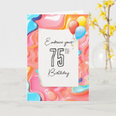 75th Birthday Psychedelic 3D Abstract Kaart (Gele Bloem)