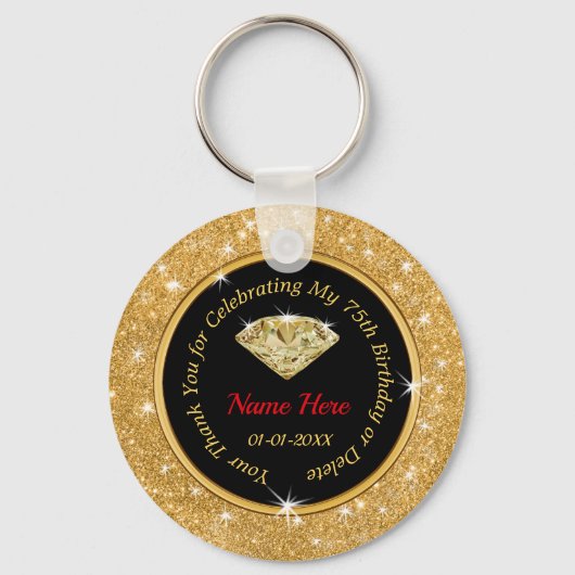 75th Birthday Souvenirs Ideeën gepersonaliseerd vo Sleutelhanger (Voorkant)