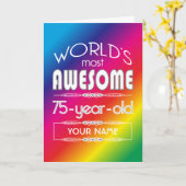 75th Birthday Worlds Beste Fantastische Regenboog Kaart (Gele Bloem)