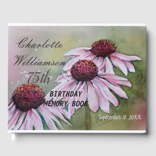 75th Daisy Floral Birthday Memory Gastenboek (Voorkant)