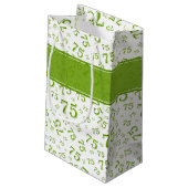 75th Happy Birthday Green/White Number Pattern Klein Cadeauzakje (Achterkant Gekanteld)