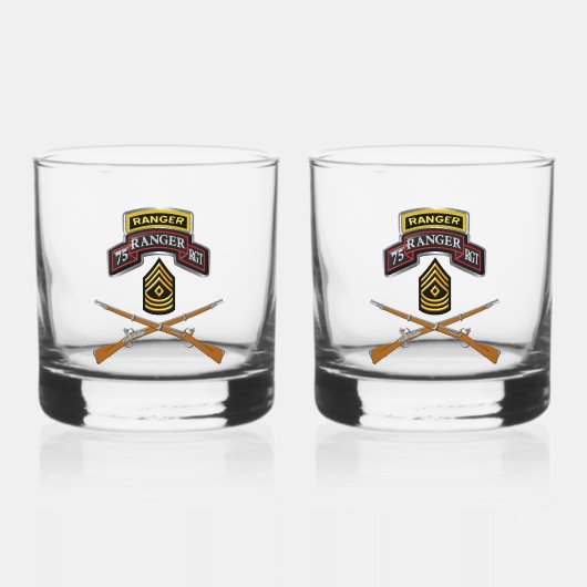 75th Ranger Regiment Eerste Sergeant Whisky Glas (Voorkant)