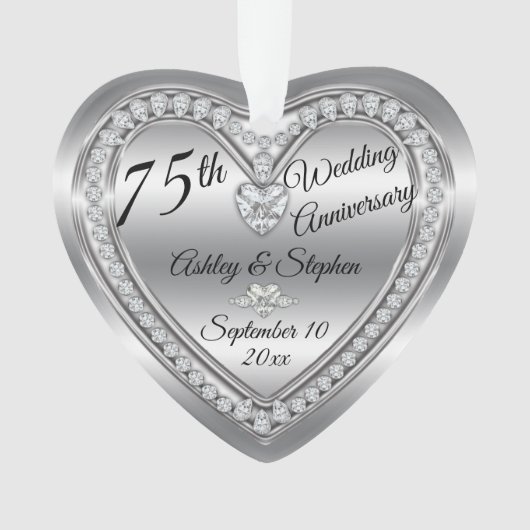 75th Wedding Jubileum Diamond Foto Keepomwille Ornament (voorkant)