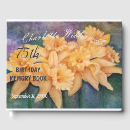 75th Yellow Daffodil Floral Birthday Memory Gastenboek
