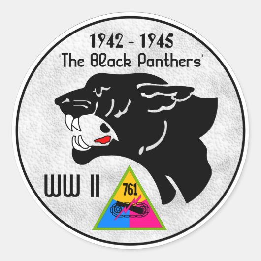 761e TANKBATALJON, BLACK PANTHERS, TWEEDE WERELDOO Ronde Sticker (Voorkant)