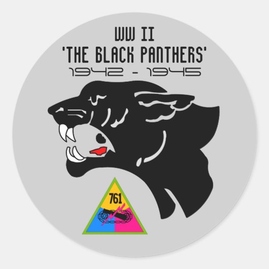 761e TANKBATALJON, BLACK PANTHERS, TWEEDE WERELDOO Ronde Sticker (Voorkant)