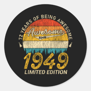 76 jaar oud 1949 Retro Geweldige 76ste verjaardags Ronde Sticker