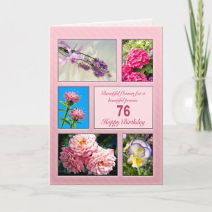 76e anniversaire, belle carte de fleurs