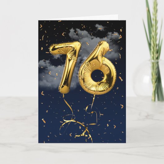 76e Anniversaire Gold Mylar Balloon et carte Confe (Devant)