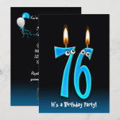 76e anniversaire Invitation de fête (Devant / Derrière)