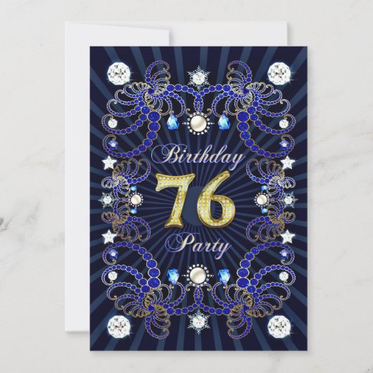 76e anniversaire invitation de fête avec des masse (Devant)