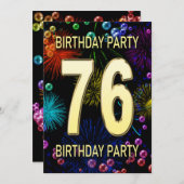 76e anniversaire Invitation Feu d'artifice (Devant / Derrière)