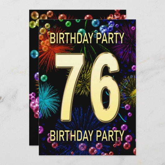 76e anniversaire Invitation Feu d'artifice (Devant / Derrière)