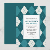 76e anniversaire invitations Hommes Vintage bleu (Devant / Derrière)