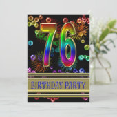 76e fête d'anniversaire Invitation avec bulles (Debout devant)